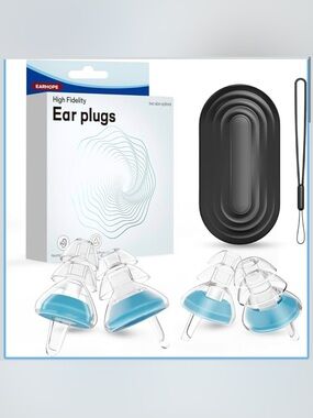High-Fidelity Ear Plugs — Clear with Blue Tips